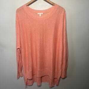 Eileen Fisher Sweater Tunic Peach Linen Spring Thin Knit Beachy Coastal XL